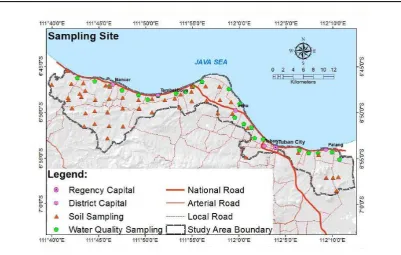 Figure 2. Soil and water sampling site in the north coast of Tuban