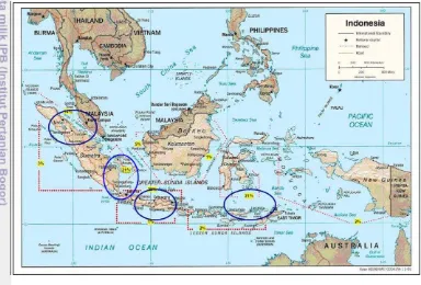 Gambar 11  Daerah Tangkapan Rajungan Utama di Indonesia 