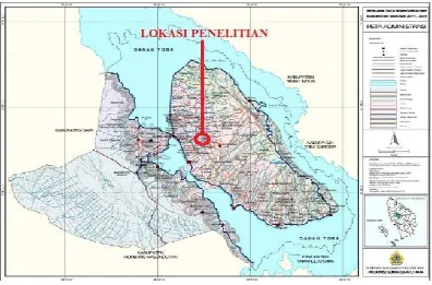 Gambar 3.1 Peta Letak Geografis Danau Sidihoni Kabupaten Samosir  