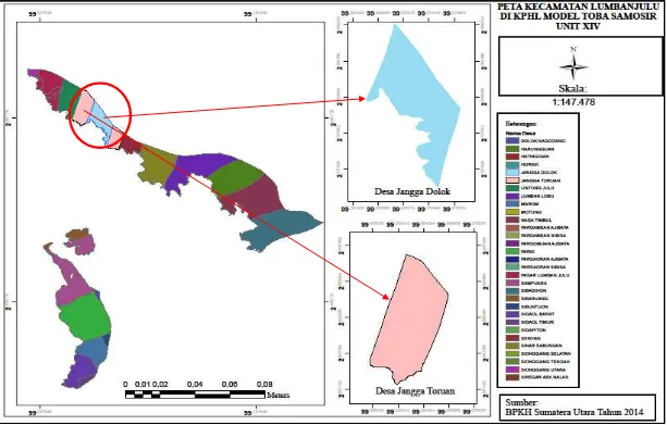 Gambar 2. Peta Areal Pengambilan Plot Pada Kecamatan Lumbanjulu Di KPHL Model Toba Samosir Unit XIV  