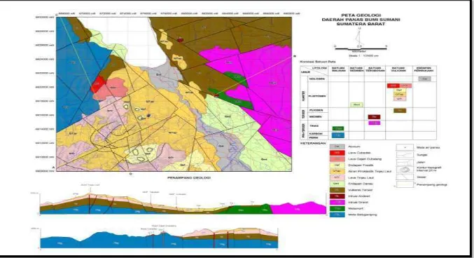 Gambar 2. Peta Geologi daerah panas bumi Sumani Sumatera Barat (PSDG, 2010). 