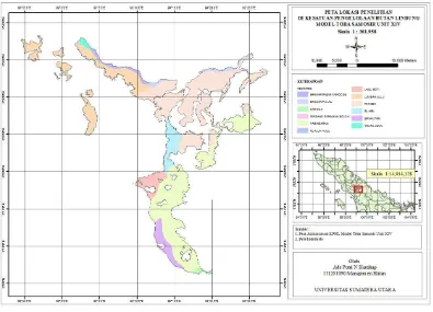 Gambar 1. Lokasi Penelitian di KPHL Model Unit XIV Toba Samosir 
