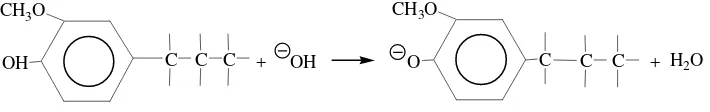 Gambar 5. Reaksi lignin dengan gugus hidroksil dari NaOH pada