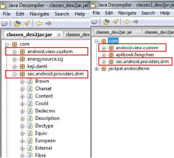 Figure 2.3: The infected apps have additional modules in the apk files. 