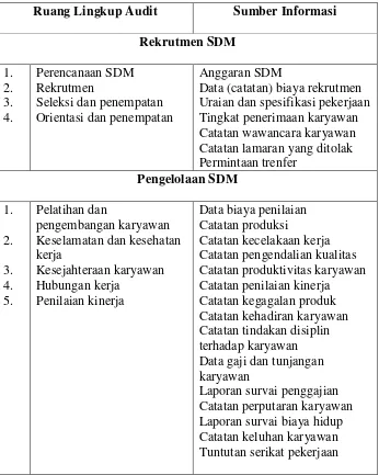 Tabel 1. Ruang Lingkup Audit 