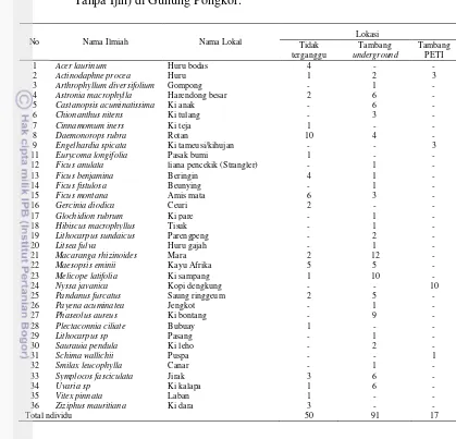 Tabel 6. Kelimpahan jenis semai yang ditemukan pada lokasi lahan tidak 