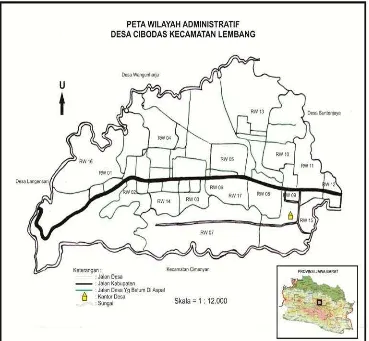 Gambar 3.1. Peta admistratif Desa Cibodas, Kecamatan Lembang (sumber: Profil Desa Cibodas Tahun 2011,diolah) 