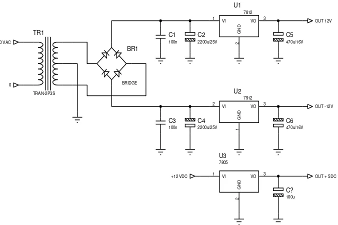Gambar 9. Skema Rangkaian Regulator Power Supply untuk Board Filter 
