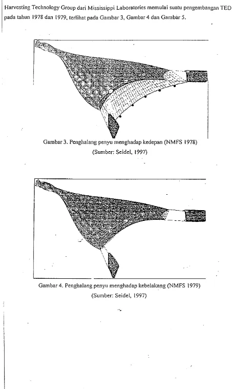Gambar 3. Penghalang penyu ~nenghadap kedepan (NMFS 1978) 