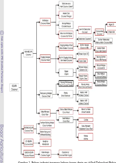Gambar 2. Pohon industri tanaman kelapa (www.dprin.go.id/Ind/Teknologi/Pohin). 