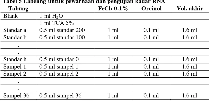 Tabel 4 Konsentrasi standar RNA 
