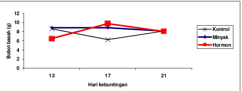 Tabel  6 Data bobot basah dan BKBL ambing pada usia kebuntingan 13, 17                dan 21 hari  