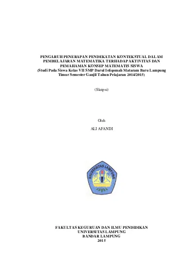 Pengaruh Penerapan Pendekatan Kontekstual Dalam Pembelajaran Matematika