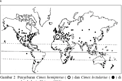 Gambar 2  Penyebaran Cimex hemipterus (     ) dan Cimex lectularius (     ) di 