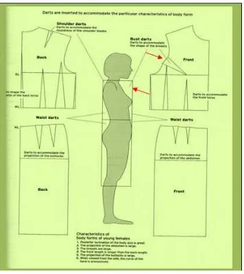 Gambar 3.10 Pengakomodasian Kupnat Pada Tubuh dan Pola(Dada)Sumber: Fundamentals Of Garment Design