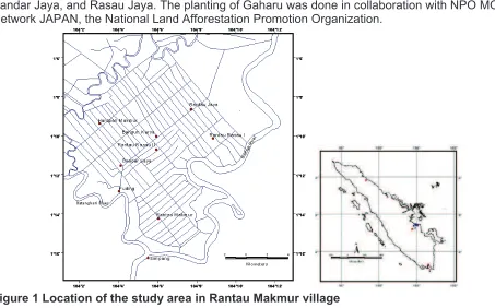 Figure 1 Location of the study area in Rantau Makmur village 