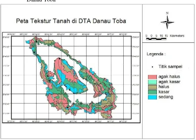 Gambar 4. Peta Penyebaran Titik Sampel Pada Kategori Tekstur Tanah di DTA Danau Toba 