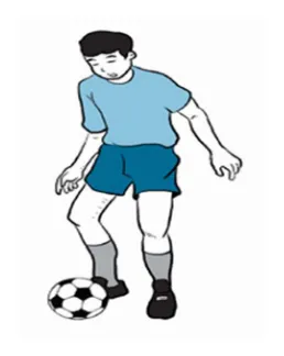 Gambar 7. Menggiring bola dengan kaki bagian dalam 