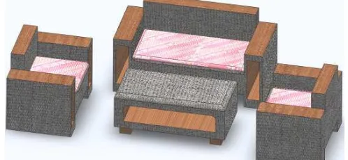 Gambar 1. Hasil Desain kursi dan meja ruang tamu berbasis kearifan  lokal 