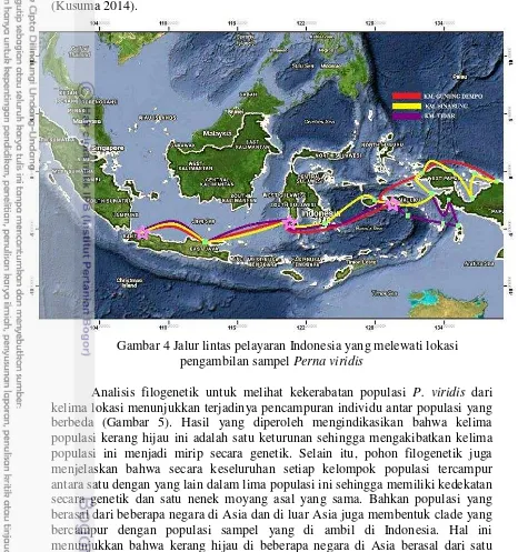 Gambar 4 Jalur lintas pelayaran Indonesia yang melewati lokasi 