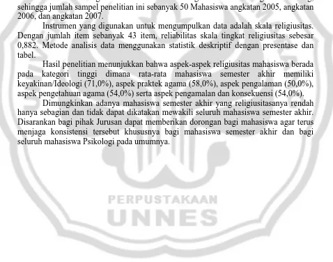 tabel.  pada kategori tinggi dimana rata-rata mahasiswa semester akhir memiliki 