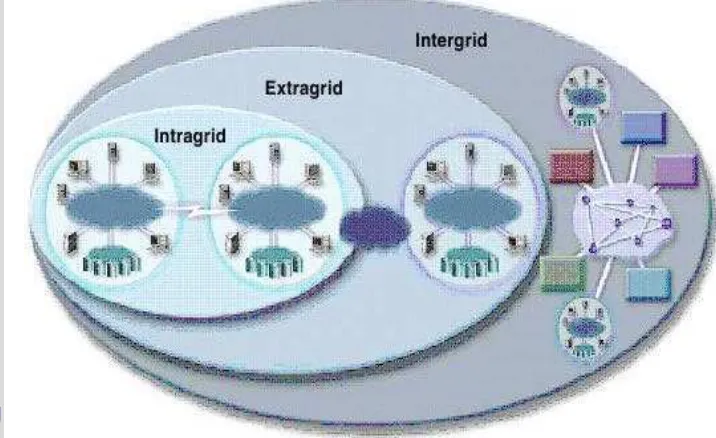 Gambar 4 Keterkaitan topologi intragrid, ekstragrid, dan intergrid (Jacob et 