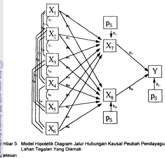 Gambar  5.  Model Hipotetik Diagram Jalur Hubungan Kausal Peubah Pendayagunaan Bidang  Lahan Tegalan Yang Diamati