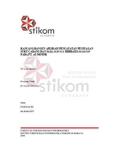 Ta Rancang Bangun Aplikasi Pencatatan Penjualan Suku Cadang Dan Jasa Service Berbasis Desktop 6921