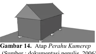 Gambar 14.  Atap Perahu Kumerep             (Sumber : dokumentasi penulis, 2006)