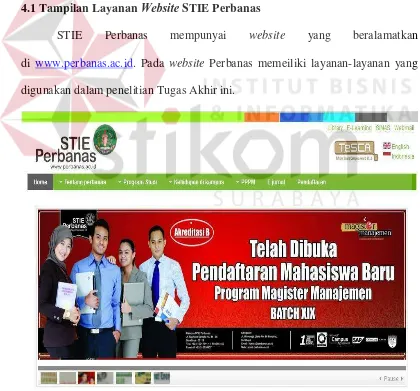 Gambar 4.1 Homepage Website Perbanas