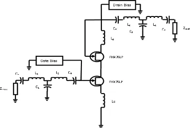 Fig. 4: The Schematic Circuit for Cascode LNA 