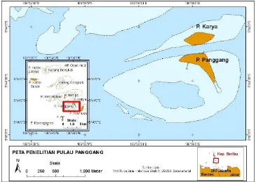 Gambar 1 Peta lokasi penelitian perairan Pulau Panggang, Kep. Seribu, Jakarta   