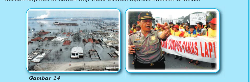 Gambar 14 Area Lumpur Lapindo (kiri) Warga Korban Lapindo gagal bertemu Presiden 