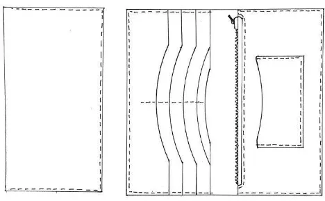 Gambar 13. Alternatif 3 desain interior (kanan) dan eksterior (kiri) long wallet 3 