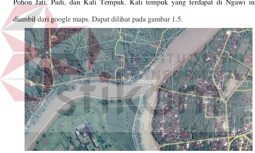 Gambar 1.5 Peta Kali Tempuk Kabupaten Ngawi Sumber : Foto Google Maps 