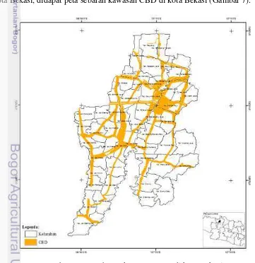 Gambar 7 Peta sebaran kawasan CBD di kota Bekasi 