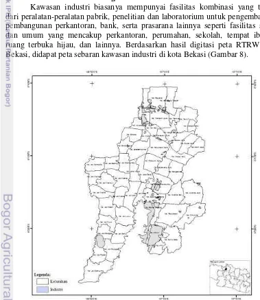 Gambar 8 Peta sebaran kawasan industri di kota Bekasi 