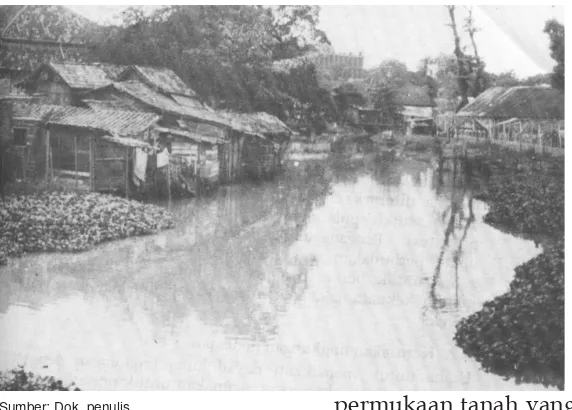 Gambar 11.3Perumahan di tepi sungai menghambathulu sungai, semua mengaki-batkan meningkatnya  risikoaliran airbanjir di kota
