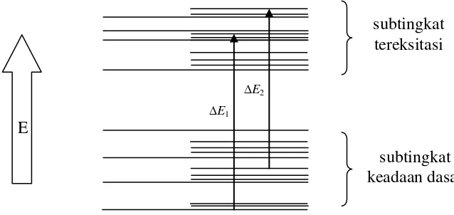 Gambar 3. Skema transisi elektronik dari tingkat energi rendah ke tingkat energi      yang lebih tinggi (Fessenden dan Fessenden, 1986)  