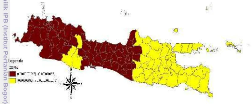 Gambar 8 Peta Dugaan Parameter Rata-Rata Pengeluaran Rumah Tangga