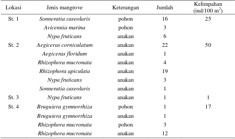 Tabel 6 Kelimpahan serasah di masing-masing stasiun penelitian  