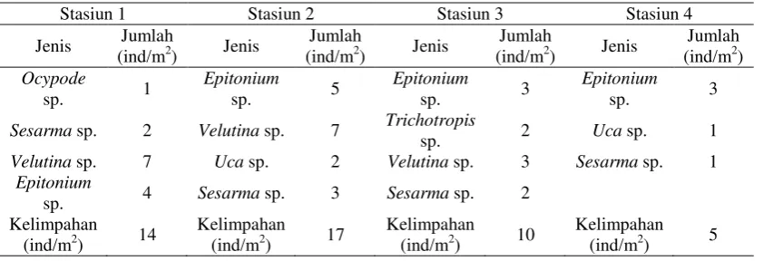 Tabel 7 Pengukuran bahan organik di substrat pada masing-masing stasiun penelitian 
