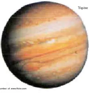 Gambar 8.9Yupiter  berjarak 778,3 juta  kilometer dari matahari, diameternya 142,800 km