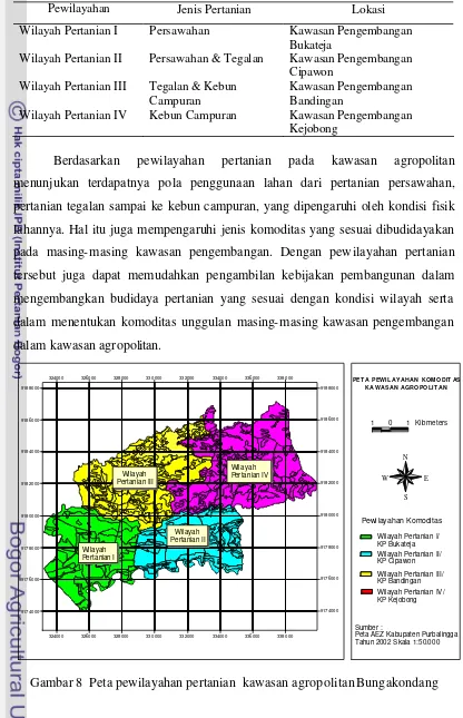 Tabel 15  Pewilayahan pertanian pada kawasan agropolitan Bungakondang 