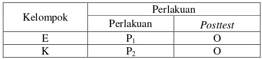 Tabel 3.2 Desain Penelitian Posttest Only Control Design 