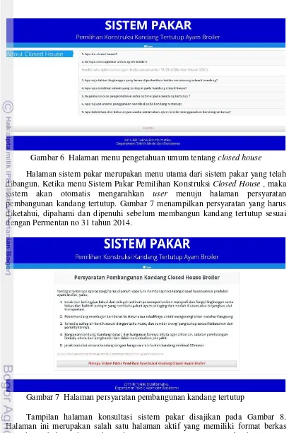 Gambar 6  Halaman menu pengetahuan umum tentang closed house 