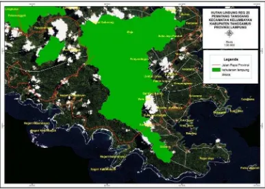 Gambar 2. Peta Lokasi Penelitian Potensi Wisata Alam di Pematang TanggangDesa Negeri Kecamatan Kelumbayan Kabupaten Tanggamus.