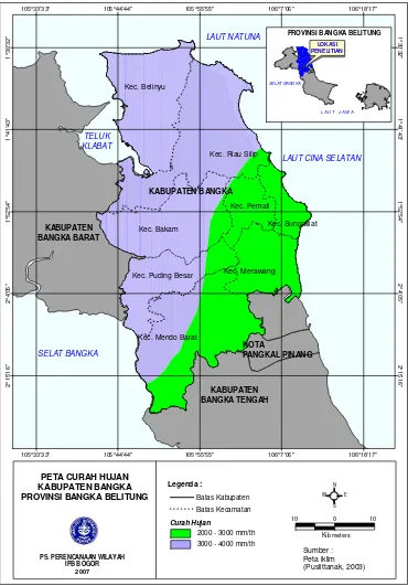Gambar 6  Peta curah hujan di Kabupaten Bangka 