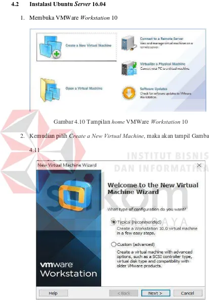 Gambar 4.10 Tampilan home VMWare Workstation 10 