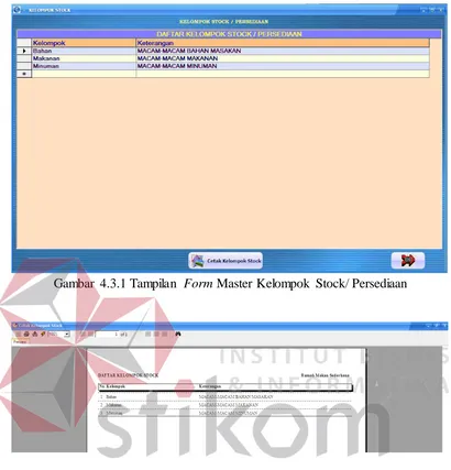 Gambar 4.3.2 Tampilan Cetak Daftar Kelompok Stock/ Persediaan 